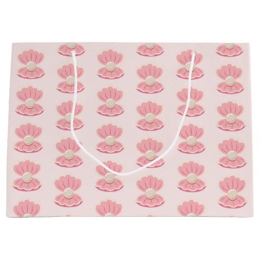 Rosa Muschel und Perlmuster Große Geschenktasche Große Geschenktüte (Vorderseite)