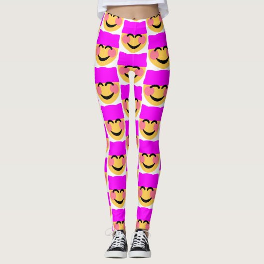 Rosa Muschelhut Emoji-Leggings Leggings (Vorderseite)