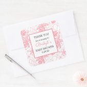 Rosa Muscheln Babydusche Gefallen Danke Quadratischer Aufkleber (Umschlag)