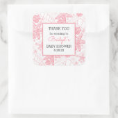 Rosa Muscheln Babydusche Gefallen Danke Quadratischer Aufkleber (Tasche)