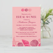 Rosa Muscheln Einladung für Sommerhochzeit (Stehend Vorderseite)