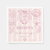 Rosa Muscheln preppy Strand Mädchen Geburtstag ind Serviette (Vorderseite)