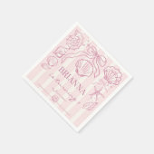 Rosa Muscheln preppy Strand Mädchen Geburtstag ind Serviette (Ecke)