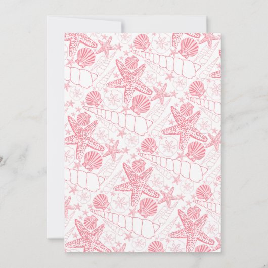 Rosa Muscheln Starfish Zweitmädchen Babydusche Einladung (Rückseite)