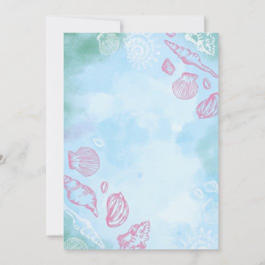 Rosa Muscheln unter der Babydusche des Meeres Einladung (Rückseite)