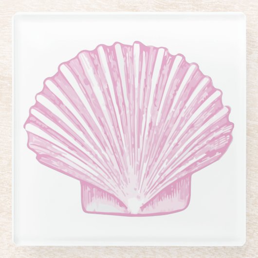 Rosa Muschelschale Küste Glasuntersetzer (Vorderseite)