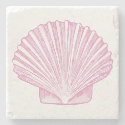 Rosa Muschelschale Küste Steinuntersetzer (Vorderseite)