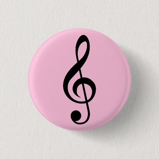 Rosa Music Clef Abzeichen Button (Vorderseite)