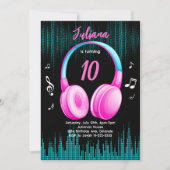 Rosa Musical zum Geburtstag Einladung (Vorderseite)