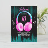 Rosa Musical zum Geburtstag Einladung (Stehend Vorderseite)