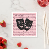 Rosa Musik und Theatermasken Serviette (Beispiel)