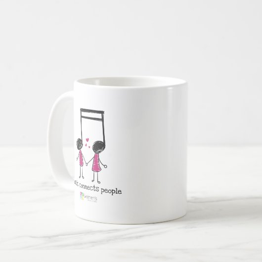 Rosa Musik verbindet Menschen Kaffeetasse (Vorderseite Links)