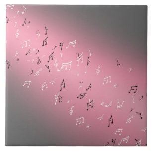 Rosa Musikalische Notizen im Mondlicht Fliese