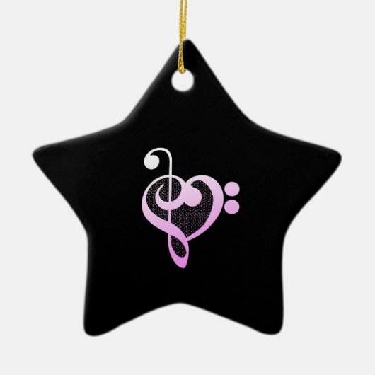 Rosa Musikerherz Keramik Ornament (Vorne)