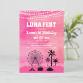 Rosa Musikfestival Geburtstagsfeier Einladung (Stehend Vorderseite)