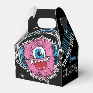 Rosa Musikmonster mit Kopfhörern Geschenkbox Geschenkschachtel
