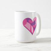 Rosa Musiknote Gemustertes Herz Tasse (VorderseiteRechts)