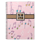 Rosa Musiknote Musician Monogram Notizblock (Vorderseite)