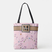 Rosa Musiknote Musician Monogram Totbeutel Tasche (Rückseite)