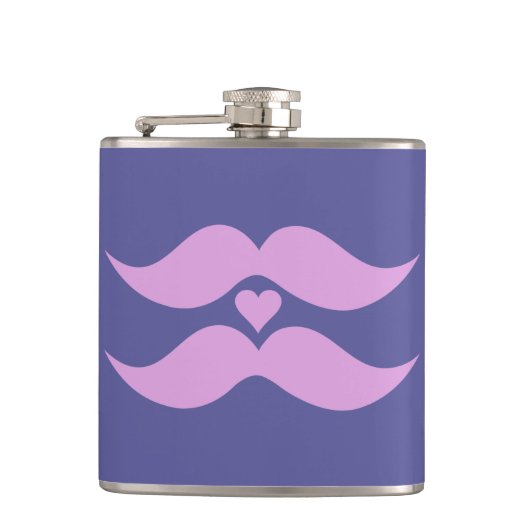 Rosa Mustaches-Flasche Flachmann (Vorderseite)