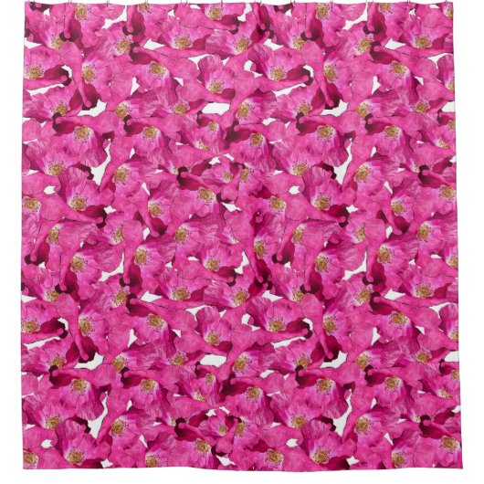 Rosa Muster der Blumenmohnblumen Duschvorhang (Vorderseite)