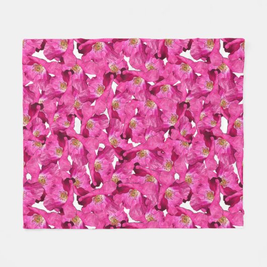 Rosa Muster der Blumenmohnblumen Fleecedecke (Vorderseite (Horizontal))