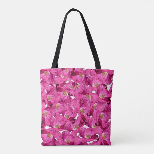 Rosa Muster der Blumenmohnblumen. Monogramm Tasche (Rückseite)