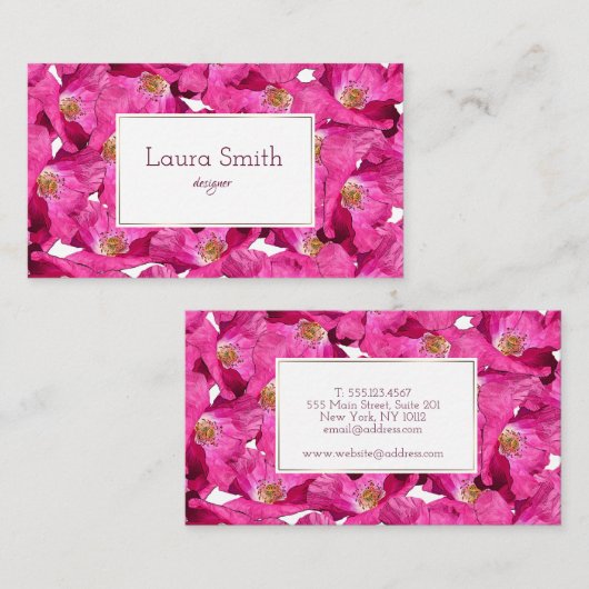 Rosa Muster der Blumenmohnblumen. Text Visitenkarte (Vorne/Hinten)
