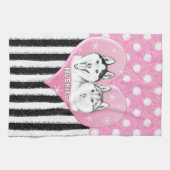 Rosa Muster des niedlichen Huskieses Handtuch (Horizontal)