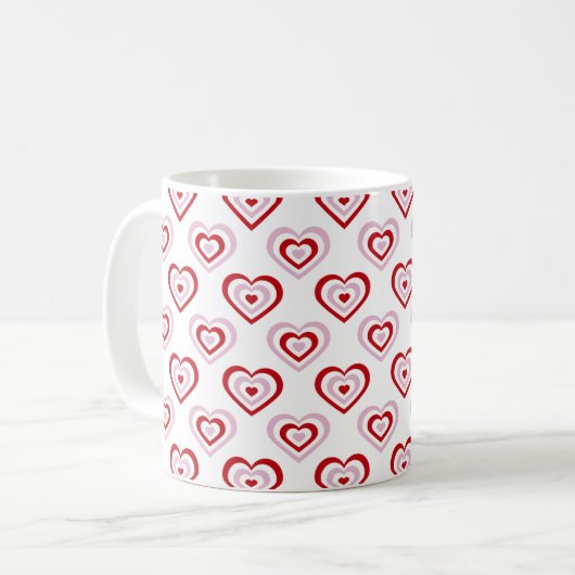 rosa Muster des roten Herzens Kaffeetasse (Vorderseite Links)