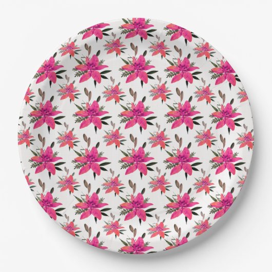 rosa Muster-Design-29500 Pappteller (Vorderseite)