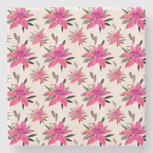 rosa Muster-Design-29500 Steinuntersetzer (Vorderseite)