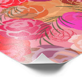 Rosa Muster mit Blume und Pflanze Fotodruck (Ecke)