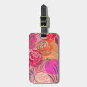 Rosa Muster mit Blume und Pflanze Gepäckanhänger (Vorderseite vertikal)
