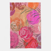 Rosa Muster mit Blume und Pflanze Geschirrtuch (Vertikal)