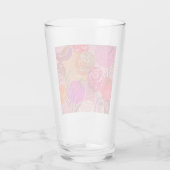 Rosa Muster mit Blume und Pflanze Glas (Rückseite)