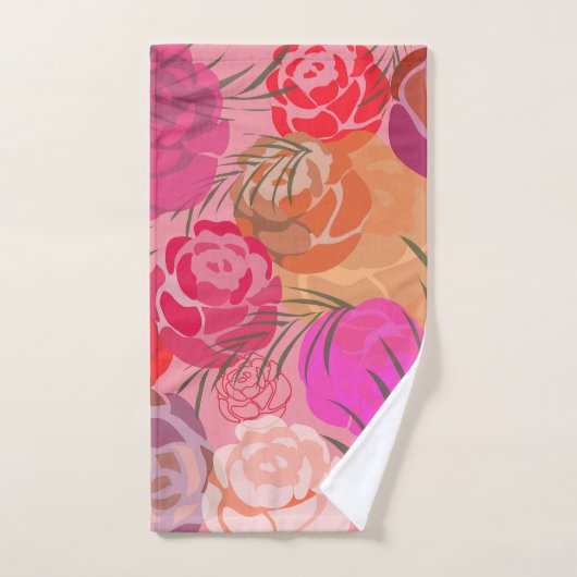 Rosa Muster mit Blume und Pflanze Handtuch (Handtuch)