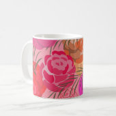 Rosa Muster mit Blume und Pflanze Kaffeetasse (Vorderseite Links)