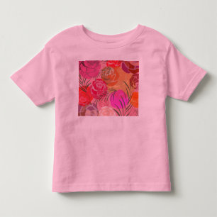 Rosa Muster mit Blume und Pflanze Kleinkind T-shirt