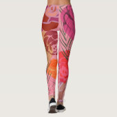 Rosa Muster mit Blume und Pflanze Leggings (Rückseite)