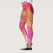 Rosa Muster mit Blume und Pflanze Leggings (Links)