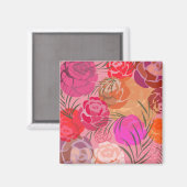Rosa Muster mit Blume und Pflanze Magnet (Vorderseite/Rückseite)