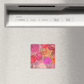 Rosa Muster mit Blume und Pflanze Magnet (In Situ (Geschirrspüler))