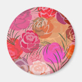 Rosa Muster mit Blume und Pflanze Magnet (Vorne)