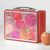 Rosa Muster mit Blume und Pflanze Metall Brotdose (Beispiel)