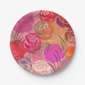 Rosa Muster mit Blume und Pflanze Pappteller (Vorderseite)