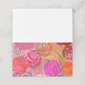 Rosa Muster mit Blume und Pflanze Platzkarte (Außenseite Aufgefaltet)