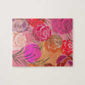 Rosa Muster mit Blume und Pflanze Puzzle (Horizontal)