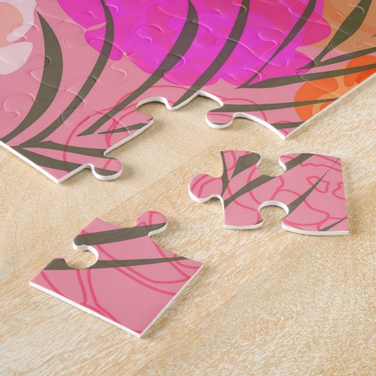 Rosa Muster mit Blume und Pflanze Puzzle (Seite)