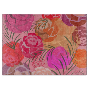 Rosa Muster mit Blume und Pflanze Schneidebrett